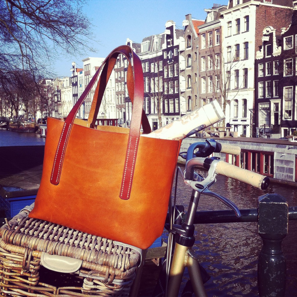 handgenähte tote shopper ledertasche hellbraun cognac