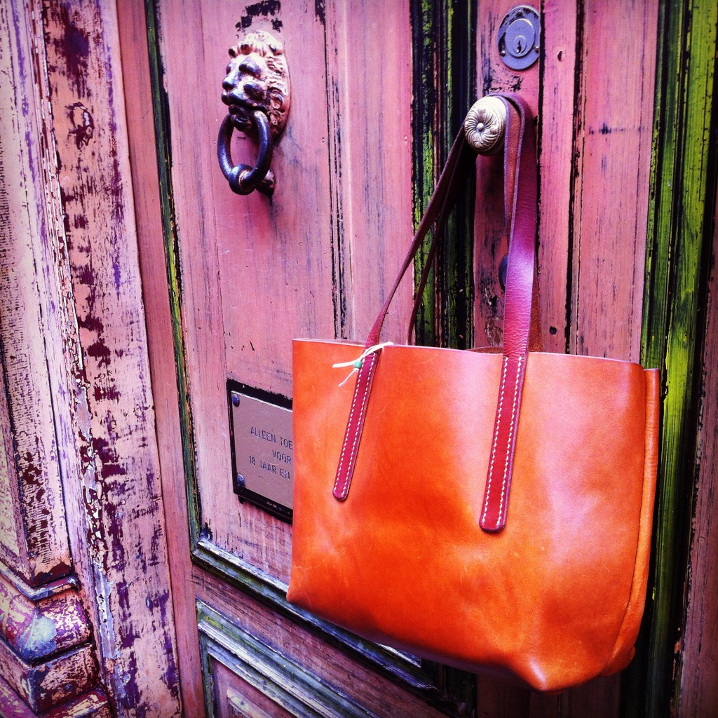 handgenähte tote shopper ledertasche hellbraun cognac