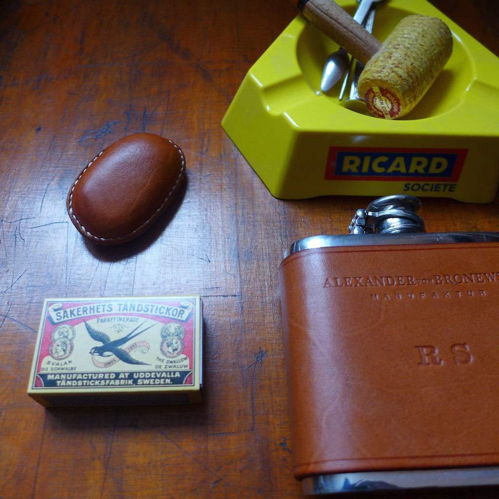 Flachmann Leder Zinn Alexander von Bronewski Flask Leather Pewter 1496