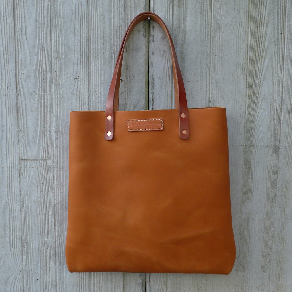 Leder Tote Shopper Iris Handtasche Hellbraun Cognac
